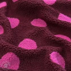  Kabát anyag TEDDY JACQUARD Dots burgundy