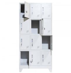 +Plus Mobilier Vestiar metalic Premium Asamblat pt valori cu picioare si 12 compartimente, 1000x500x1920 mm (LxlxH), PLUS gri 12 40 kg Da Vestiar metalic scolar 12 1000x500x1920 (61004425)
