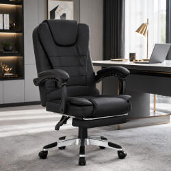 ProCart Scaun de birou cu 2 zone de masaj, suport picioare retractabil, spatar inclinabil, piele eco (SETY707)