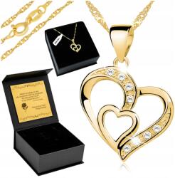 Golden Haus Arany Nyaklánc Dupla Szív Cirkóniákkal Ezüst Pr. 925 Gravírozás Ajándék
