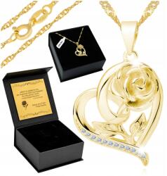 Golden Haus Arany Nyaklánc Szív Rózsával 925 Ajándék Feleségnek Évfordulóra+gravírozás Ajándék