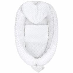 New Baby Cuib de lux cu pernă şi puf New Baby din Minky Inimă albă