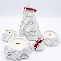 HARAHU Lumânare Christmas Tree - Alb / Argintiu / Magie de iarnă, Turtă dulce, Prăjituri de Crăciun KP41187