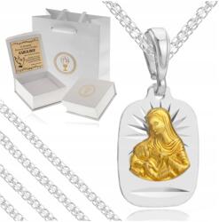 Golden Haus Ezüst Lánc Medál Szűzanya 925 Keresztelő Áldozás Gravírozás Szett (Srebrny łańcuszek z medalikiem na komunię 925)