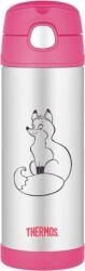 Thermos Termos pentru copii cu pai Thermos FUNtainer vulpe 470 ml, roz-oțel (12002301)