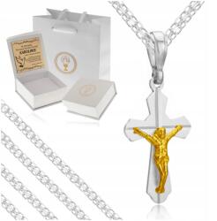 Golden Haus Ezüst Lánc+kereszt 925 Gravírozás Ajándék Fiúnak Keresztelőre