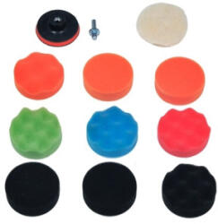  Set bureti de polisat 80 mm M10, 12 piese, cu adaptor si blana (070826-2)
