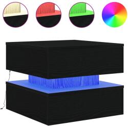 vidaXL Masuta de Cafea pentru Living cu Lumini LED, 50x50x40 cm, PAL Stejar Negru (862257)