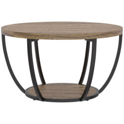 HomCom Măsuță de cafea cu 2 nivele, masă de living 80 x 80 x 43, 8 cm, Maro/Negru | Aosom Romania (83B-870V00BN) Masa de cafea