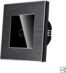 Luxion Intrerupator Simplu Cap Scara / Cruce cu Touch din Sticla si Rama de Aluminiu LUXION, Serie A, Negru, LX-MT-A102A-B (lx-mt-a102a-b)