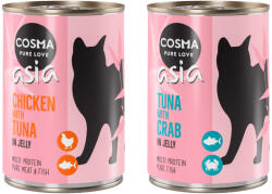 Cosma 12x400g Cosma Asia aszpikos nedves macskatáp- Csirke & tonhal + tonhal & rák