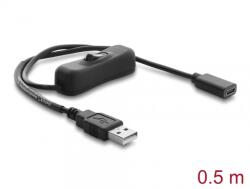 Delock Cablu alimentare USB-A la USB type C cu switch ON/OFF T-M 0.5m, Delock 81658 (81658)
