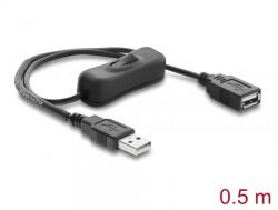 Delock Cablu alimentare prelungitor USB-A cu switch ON/OFF T-M 0.5m, Delock 81655 (81655)