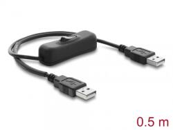 Delock Cablu alimentare USB-A cu switch ON/OFF T-T 0.5m, Delock 81656 (81656)