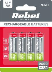 Rebel AA 2600 mAh Ni-MH 1, 2 V újratölthető akkumulátorok, 4 db L-BAT2012 (BAT2012)