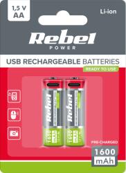 Rebel AA újratölthető elemek 1600 mAh, Li-ion, 1, 5 V, USB-C, 2 db L-BAT2014 (BAT2014)