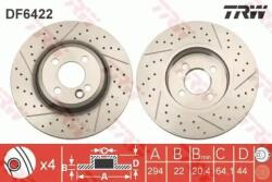TRW Féktárcsa hornyolt/perforált Ø294mm DF6422