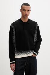 Filling Pieces pulóver férfi viszkózzal Knit Shirt Rugby - fekete M