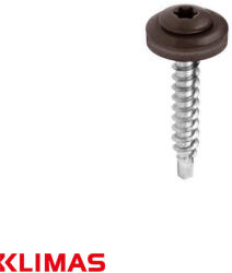Klimas WDD-48035-8017 lencsefejű önfúró lemezcsavar fához, EPDM alátét, TX, RAL 8017 - 4, 8x35 (WDD-48035-8017)