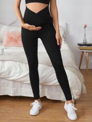 Shein Fekete Hosszú Elasztikus Lábszárvédő Kismama Sport Leggings Sima Shein L
