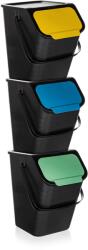 Brilanz Coșuri stivuibile pentru colectare selectivă BINI 3×25 l, negre Cos de gunoi