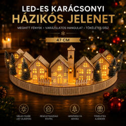 Koopman LED-es karácsonyi házikós jelenet, 47 cm (GML001700)
