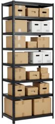 MAMUTEX Lakkozott, fémből készült állvány Mamutex Standard 280x60x40 cm - 8 polc, teherbírás 960 kg, fekete