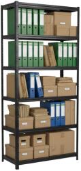 MAMUTEX Lakkozott, fémből készült állvány Mamutex Standard 220x60x40 cm - 6 polc, teherbírás 720 kg, fekete