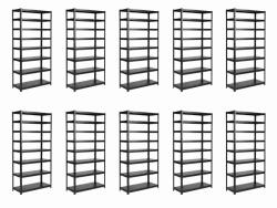 MAMUTEX 10 darabos akciós csomag - Lakkozott, fémből készült állvány Mamutex Standard 280x60x40 cm - 8 polc, teherbírás 960 kg, fekete