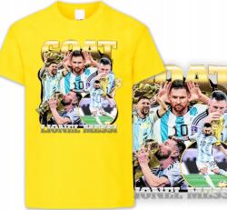  Gyerek Póló Sárga Lionel Messi Leo Goat Gyerekeknek S 128cm (KOSZULKA Z NADRUKIEM ŻÓŁTA DLA DZIECKA)