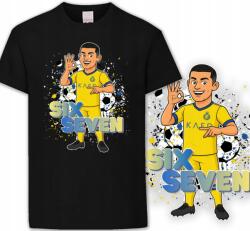  Gyerek Póló Fekete Ronaldo 67 Six Seven Ajándék Focista XL 164cm (KOSZULKA Z NADRUKIEM CZARNA DLA DZIECKA)