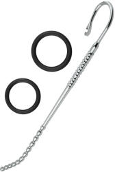 SuperLove Stainless Steel Beaded & Curved Urethral Dilator with Silicone Glans Ring