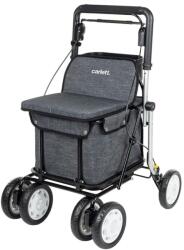 Carlett Comfort Assist Rollator és Bevásárlókocsi Üléssel, Sötétszürke, Magasságállítható Fogantyú, Parkolófék, 3 Pozíciós Kerekek, EU Orvos