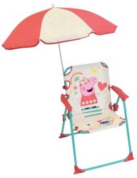 Fun House Peppa Pig összecsukható gyerekszék napernyővel - H53 x L38 x P37 cm, napernyő Ø65 cm, könnyű kerti bútor 3 éves kortól