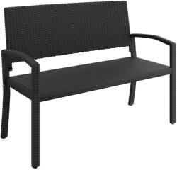 Yaheetech Polyrattan Kerti Pad 2 Személyes Háttámlával és Karfával, 121, 5x62x89 cm, Fekete, Időjárásálló Rattan Kerti Bútor Erkélyre és Tera