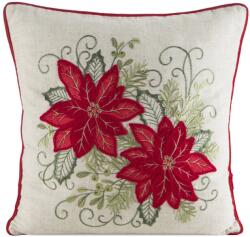 Eurofirany Karácsonyi párnahuzat mikulásvirágos 145 Krémszín 45x45 cm
