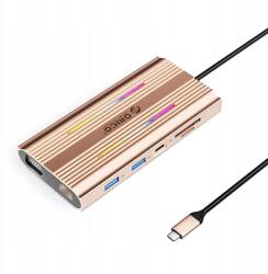 ORICO Usb-c dokkoló állomás Orico Xdr 12in1 Rgb 3x Usb-a Usb-c Pd 100W Hdmi 4K (6941788803855)