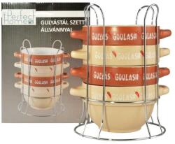 Perfect Home Set 4 boluri bucatarie pentru gulas cu suport, ceramica, 0.75 L, 14x9.5 cm, Perfect Home (15701) - edanco Castron
