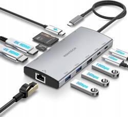  Rshtech Töltőállomás 11 az 1-ben MacBook készülékhez 2 Hdmi csatlakozóval (8K és 4K) (T11H)