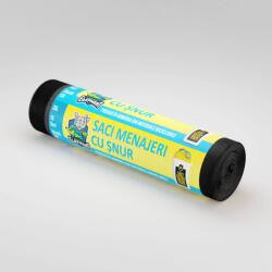 Mister Elephant Saci menajeri MDPE cu șnur la rolă, 35 L, negri, 10 buc. /rolă - Mr. Elephant (SM3510BK-snur)