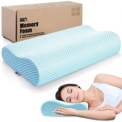 Linomag Pernă Ortopedică din Spumă cu Memorie, Linomag®, Design Ergonomic pentru Suport Cervical, Relaxare și Aliniere a Coloanei, Ideală pentru Durerea de Gât și Spate, pentru Dormitul Lateral, Spate sau Sto