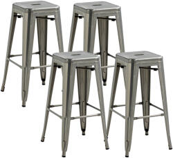 HOMCOM Set 4 Scaune de Bar din Oțel cu Suport pentru Picioare, Argintiu | Aosom Romania (835-177V00SR)