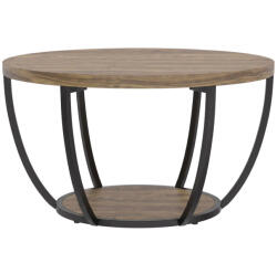 HomCom Dohányzóasztal 2 szintes, nappali asztal 80 x 80 x 43, 8 cm, barna fekete (83B-870V00BN)