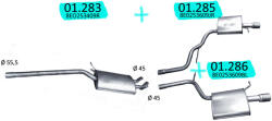 Edex Kipufogó szett - AUDI A4 1.8T (2000-2008) (SET-ED-01283-01285-01286)