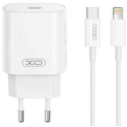 XO CE25 hálózati töltő Type-C aljzat 25W, PD gyorstöltő + lightning kábel (XO-CE25+LIGHTNING) FEHÉR