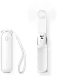 JisuLife kézi ventilátor Life8 Plus hordozható USB ventilátor külső akkumulátor funkcióval 4500mAh és zseblámpával - fehér