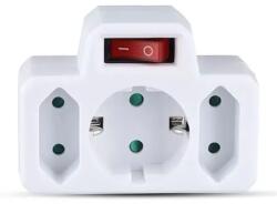 V-TAC Adaptor 3 Prize Cu Intrerupator 2x2.5a Si 1x16a Max 3680w (sku-8788)