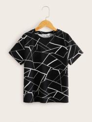 Shein KC73307 Shein Fekete Fiú Póló Geometrikus Mintával (18) 122