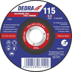 Dedra csiszolókorong 115x6x22.2 mm acélhoz (F1321)