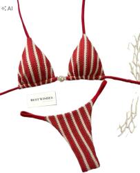 Shein Csíkos Kötött Bikini Szett L